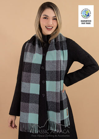 Alpaca Aqua Haze Plaid Scarf
