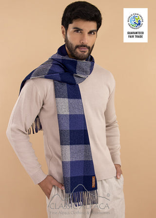 Alpaca Navy Plaid Scarf