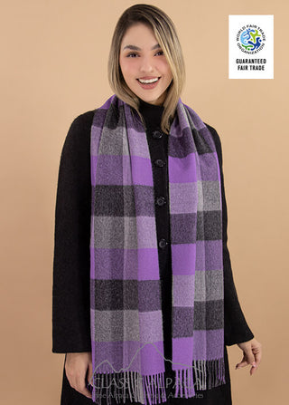 Alpaca Violet Plaid Scarf