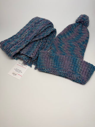Handwoven Hand Dyed  Alpaca Hat and Scarf Set