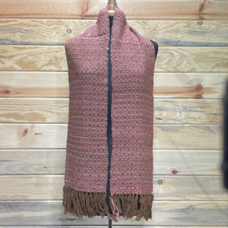 Alpaca Handwoven Wine Rose Diamond Scarf