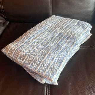 Alpaca Handwoven throw Baby Blue Basket Weave Pattern