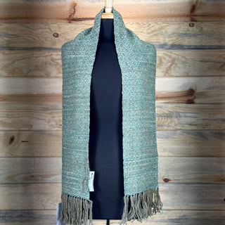 Alpaca Handwoven Blue Spruce Fringed Scarf