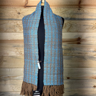 Alpaca Handwoven Sky Blue Fringed Scarf