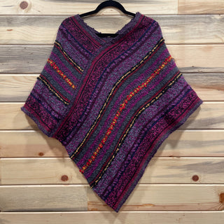 Handwoven Alpaca Poncho - Sunset Stripe