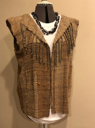 308 Long Vest Suri/silk Cashmere Warp Saori Loom