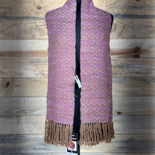 Alpaca Handwoven Plum Diamond Fringed Scarf