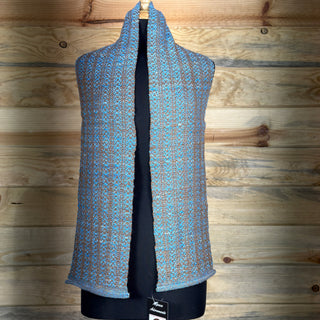 Alpaca Handwoven Sky Blue Tabby Weave Scarf