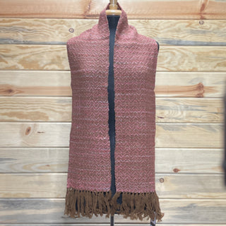 Alpaca Handwoven Wine Rose Zigzag Fringed Scarf