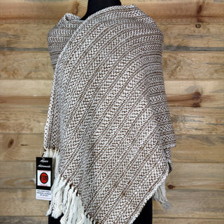 Alpaca Handwoven Wrap Natural Brown/Ivory