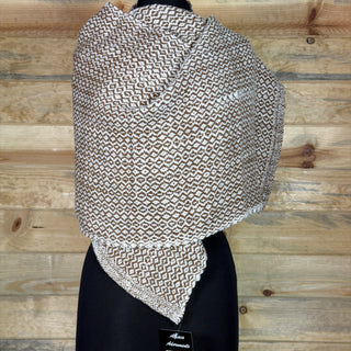 Alpaca Handwoven Wrap Natural Brown/Ivory