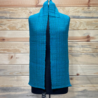 Alpaca Handwoven Tabby Weave Turquoise Scarf
