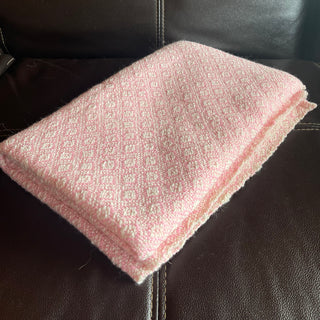 Alpaca Handwoven throw Pink Birdseye Weave Pattern