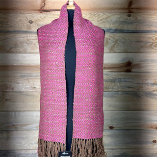 Alpaca Handwoven Fuschia Fringed Scarf
