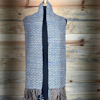 Alpaca Handwoven Slate Blue Zigzag Scarf