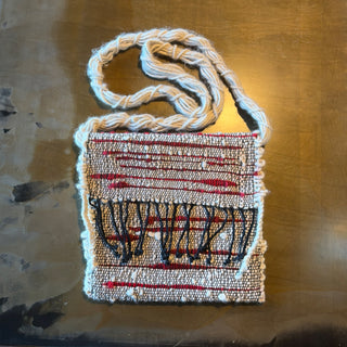 Saori Woven Alpaca Crossbody Bag in Black, Red and White