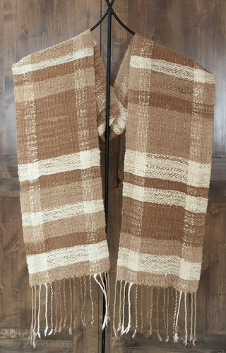 Alpaca Saori handwoven striped scarf